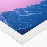 Art deco poster of the French Alps in muted earth tones on rolled canvas, suitable for dining room decor.