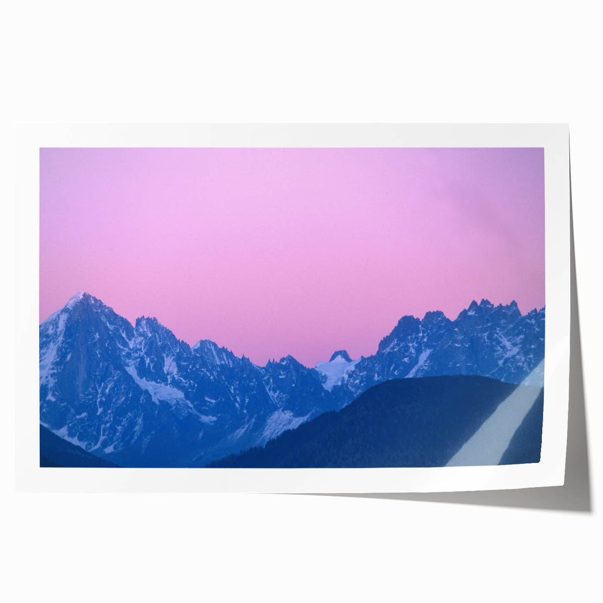 Extra large wall art depicting the French Alps in muted earth tones on a rolled print, ideal for art wall dining room.
