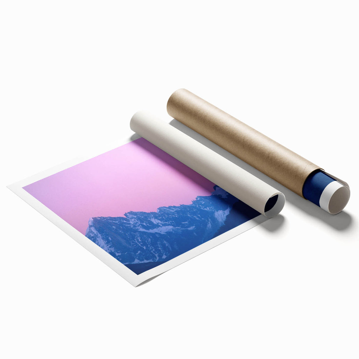 Extra large rolled print of French Alps scenery with vibrant green meadows and snowy peaks.