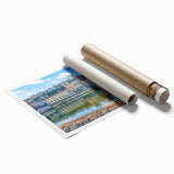 Extra large rolled print of Lyon, France, featuring pastel floral art, ideal for classy bathroom or large living room decor.