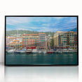 Large abstract wall art of Nice, France in muted blue and gray tones on a framed acrylic, ideal for modern living room decor.