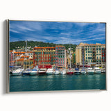 Landscape art painting of Nice, France in vibrant colors on a framed canvas, ideal for living room decor.