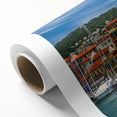 Art Deco poster of Nice, France scenery in pastel shades on rolled canvas, ideal for nursery wall art.
