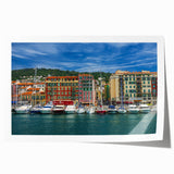 Extra large rolled print depicting a scenic view of Nice, France, with vibrant floral elements.