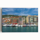 Black and white stretched canvas of Nice, France scenery, ideal for kitchen wall art or bedroom.