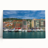 Black and white large art print of Nice, France on stretched canvas, ideal for kitchen wall art.
