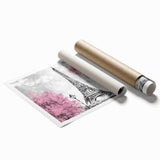 Extra large rolled print of a Parisian street scene in muted earth tones, ideal for classy bathroom wall art.