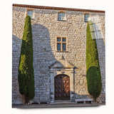 Large abstract wall art of Provence, France scenery in muted earth tones on acrylic glass.