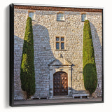 Black and white framed canvas depicting a vintage landscape of Provence, ideal for bedroom wall decor.