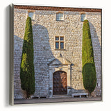 Framed canvas landscape art painting featuring a colorful Provence scenery, ideal for adding a vintage touch to any room.