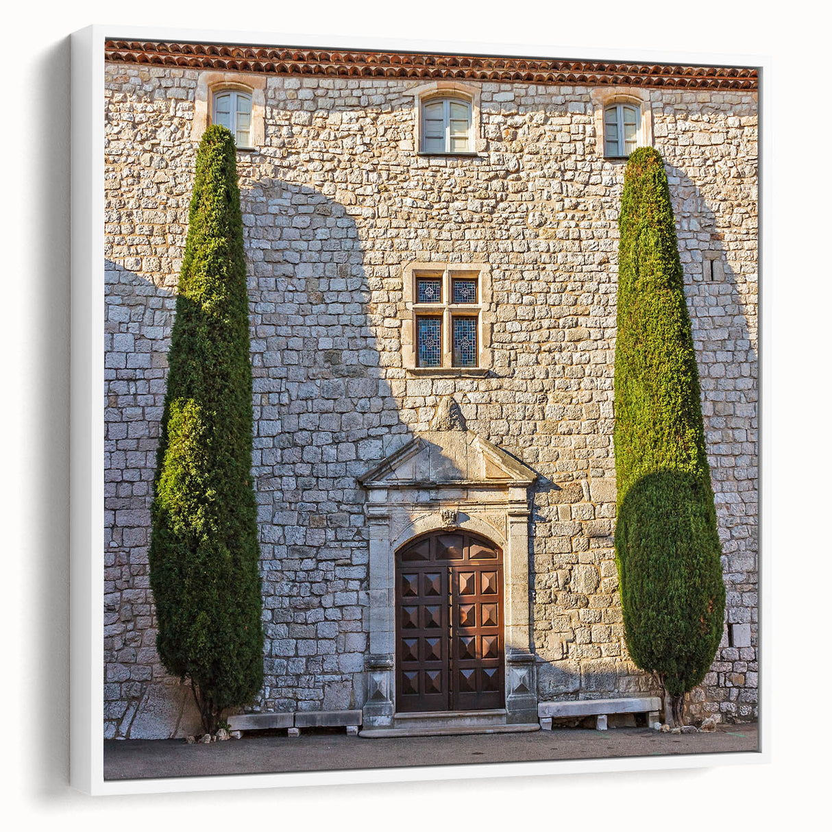 Vintage poster art of a scenic Provence landscape on extra large framed canvas.