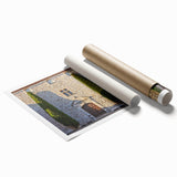 Extra large rolled print featuring a serene Provence landscape with lavender fields and a sunset.