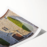 Extra large wall art featuring line art flowers in muted earth tones on a rolled canvas.