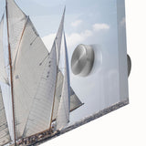 Large abstract wall art depicting a mid-century modernist scene of southern France, in muted earth tones on acrylic glass.