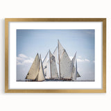 Abstract art print of a Southern France landscape in muted earth tones, framed in gold, ideal for dining room decor.