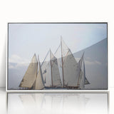 Mid-century modernist art of a South France scenery on white acrylic, framed, ideal for nursery wall decor.