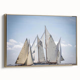 Framed canvas depicting a vintage-style landscape painting of Southern France, featuring muted earth tones.