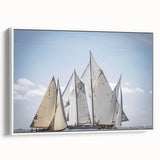 Vintage poster art of a scenic French landscape in colorful hues on a large framed canvas, ideal for living room decor.