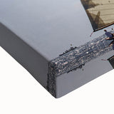 Black and white landscape art painting of a tranquil European scenery on stretched canvas, suitable for bedroom wall decor.