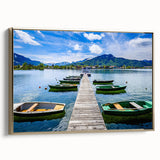 Vintage poster art of a Bavarian landscape on framed canvas, featuring vivid colors and black accents.