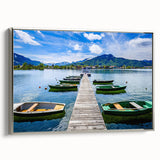 Framed canvas of a vintage-style landscape painting depicting Bavarian scenery, in muted earth tones.