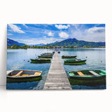 Black and white photograph of Bavarian landscape on large stretched canvas, ideal for kitchen wall art.