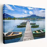 Scenic Bavarian landscape on large stretched canvas, featuring lush greenery and a serene lake.