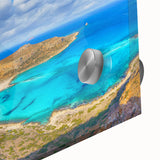 Large abstract wall art depicting a Crete, Greece scenery in muted earth tones on acrylic glass.