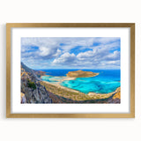 Abstract art print of a European scenery, muted earth tones, framed in gold, ideal for dining room decor.