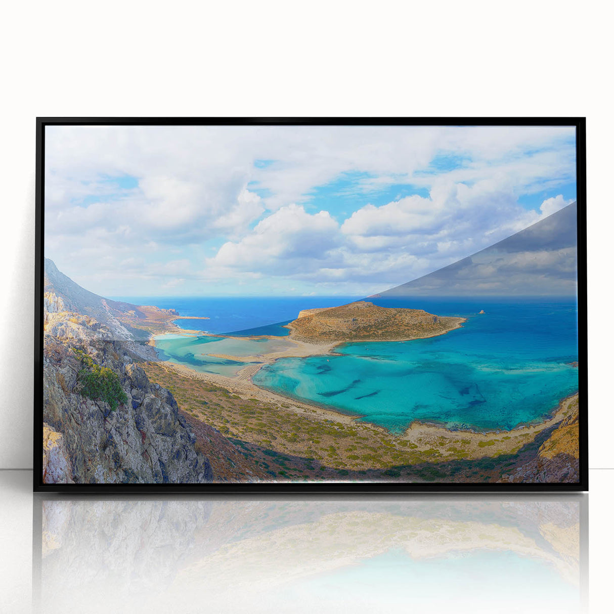Large abstract wall art depicting a European scenery, with muted earth tones on framed acrylic.