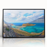 Large abstract wall art depicting a European scenery, with muted earth tones on framed acrylic.