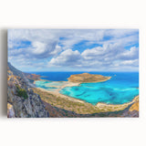 Black and white photograph of Crete, Greece on stretched canvas, ideal for kitchen wall art.