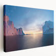 Landscape painting of Greenland on stretched canvas, featuring muted green and blue tones, ideal for kitchen wall art.