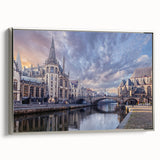 Framed canvas of a vintage landscape painting depicting a Hungarian scenery in muted earth tones.