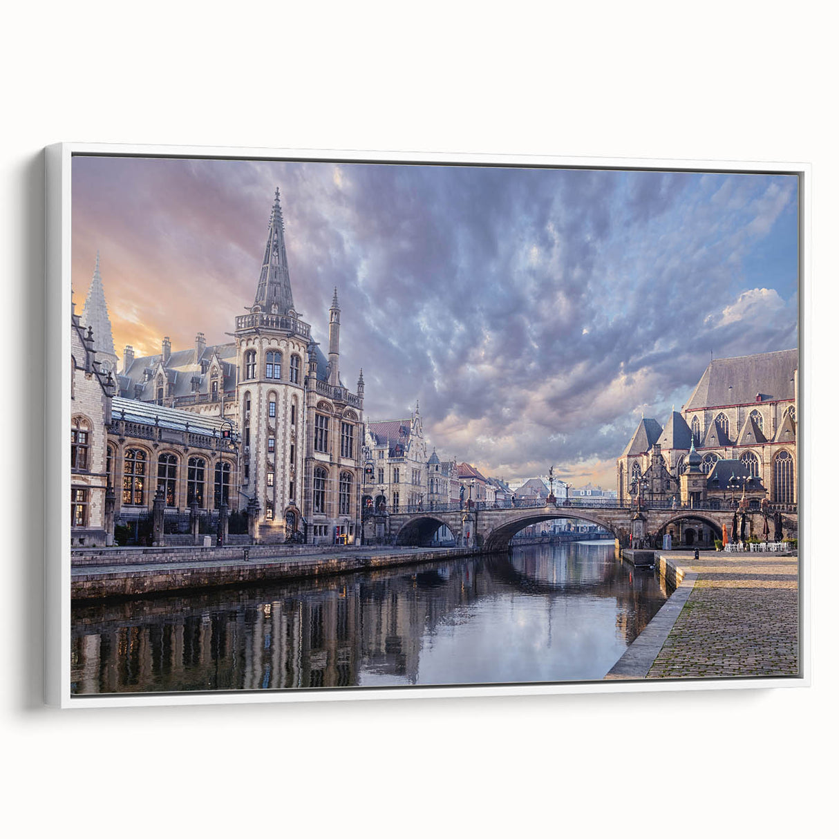 Vintage poster art of a European scenery in Hungary on extra large framed canvas.