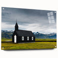 Acrylic print of a European Iceland landscape in cool blue and gray tones, suitable for dining room or bedroom decor.