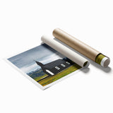 Extra large rolled print of a vibrant Icelandic landscape with rich greenery and waterfalls.