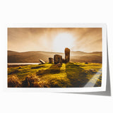 Rolled print of an Irish landscape featuring lush green fields and distant hills, ideal for art wall dining room.