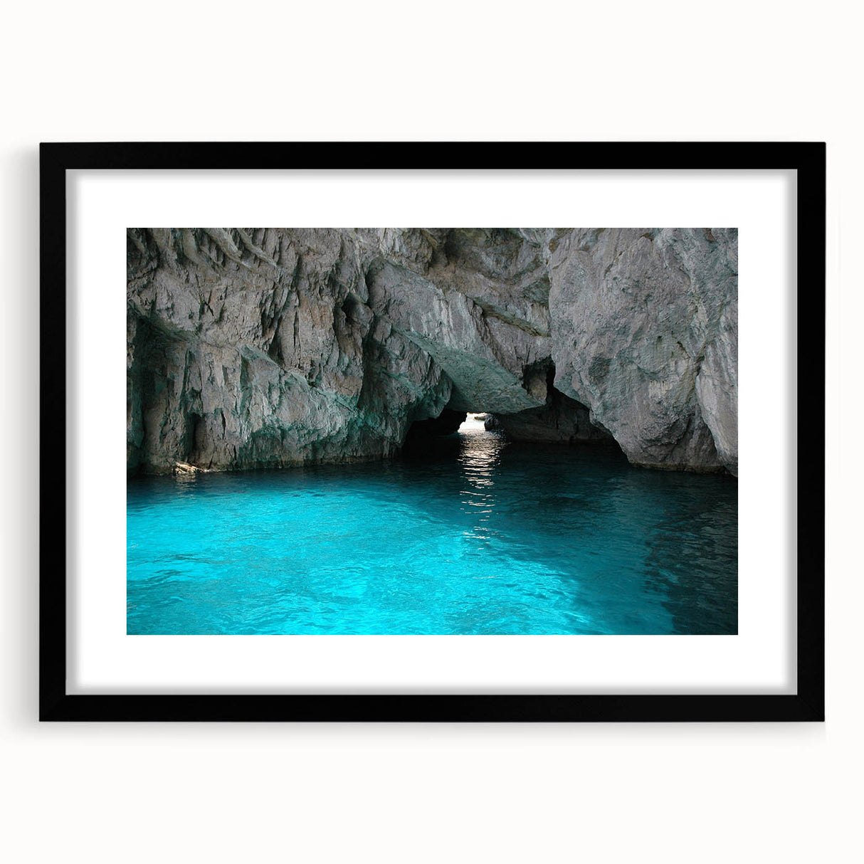 Extra large abstract art print of a colorful European scenery, framed in black, ideal for living room decor.