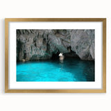 Abstract art print of Capri, Italy in muted earth tones on a framed canvas, suitable for dining room decor.