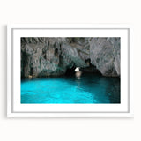 Textured art of abstract Capri scenery in muted earth tones on a white framed mat, suitable for bedroom decor.