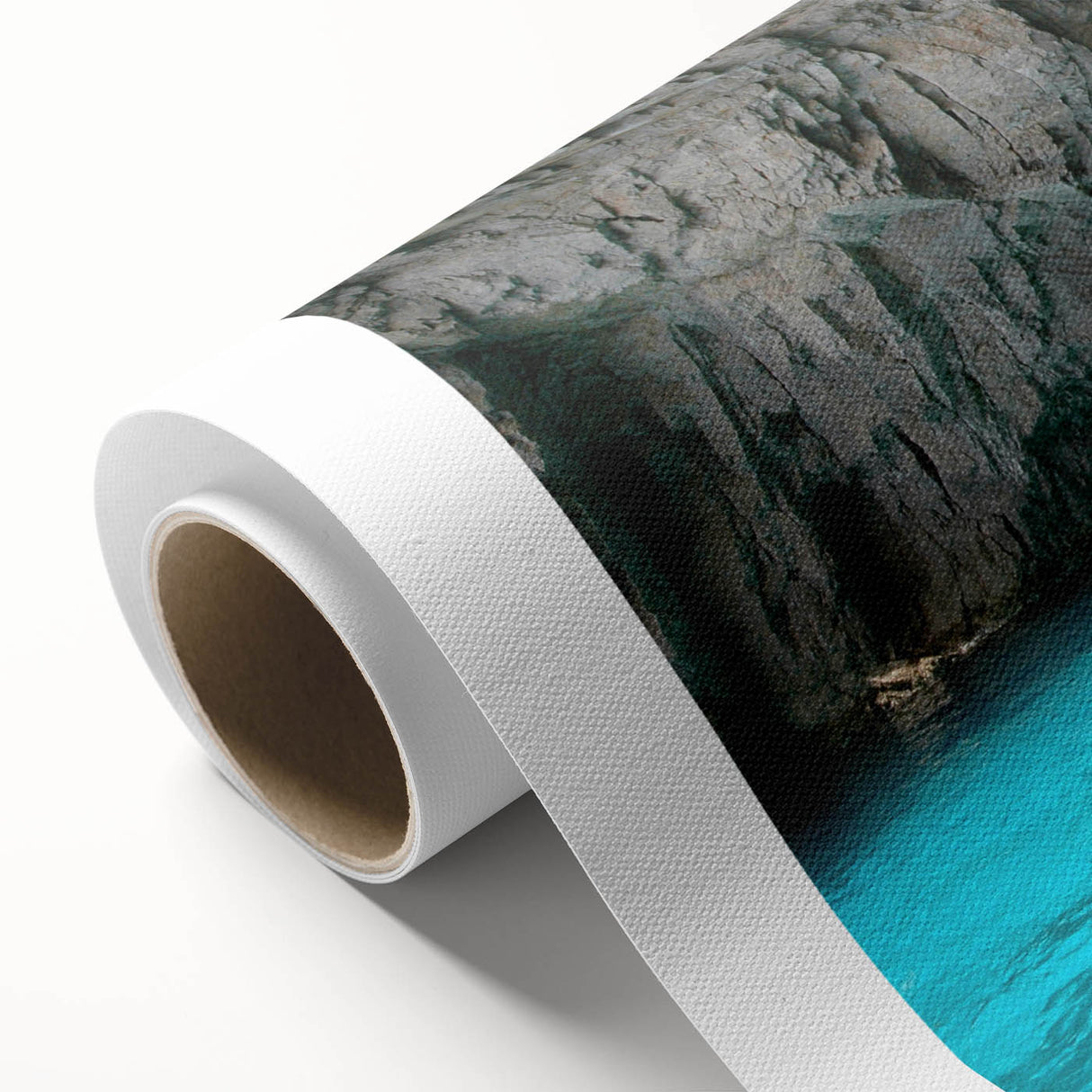 Art Deco poster of Capri, Italy with vibrant blue and white tones on rolled canvas, ideal for nursery wall art.