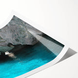 Extra large wall art of line art flowers over a Capri, Italy scenery on a rolled print, suitable for large living room decor.