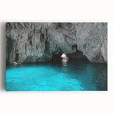 Black and white stretched canvas of Capri landscape, ideal for kitchen wall art or bedroom decor.