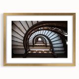 Abstract art print of Rome scenery in muted gold and beige, framed with a gold mat, suitable for dining room decor.