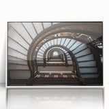 Mid-century modernist art depicting Rome's skyline in muted earth tones on a framed acrylic, suitable for nursery wall decor.