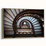 Framed canvas featuring a vintage-style landscape painting of Rome with muted gold and black tones.