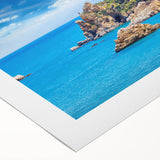 Art deco poster featuring a scenic view of Sicily in muted earth tones on a rolled canvas, suitable for dining room walls.