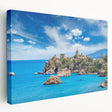 Stretched canvas print of a Sicilian landscape in muted earth tones, ideal for kitchen wall art.