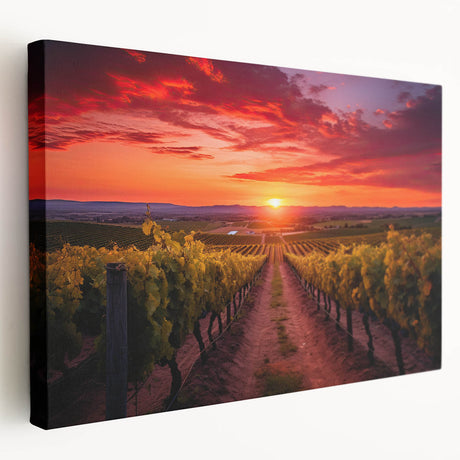 Landscape painting of Tuscany with rolling hills and a sunset, on a large stretched canvas, ideal for kitchen wall art.